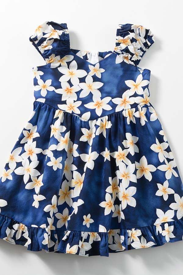 プルメリア ブルー キッズドレス